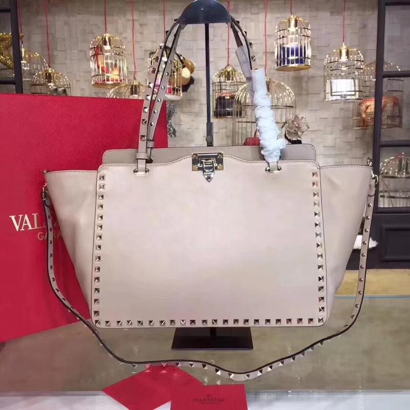 Valentino Shoulder Tote Bags VA0973 Full leather plain grain rice white gold buckle